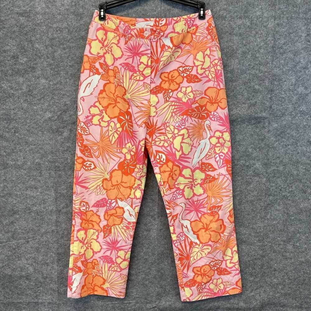 Lilly Pulitzer Pink & Orange Tropical Cropped Pants